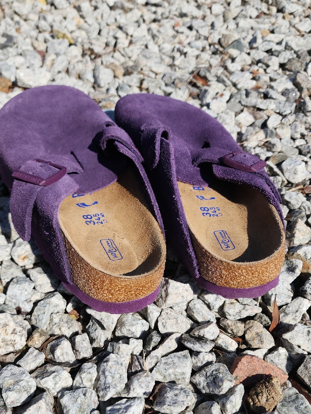 Birkenstock Boston Purple Suede Slip-On Clog with Adjustable Buckle Sz 7 Narrow - Picture 9 of 13